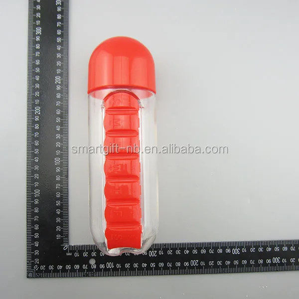 transparent capsule  shape water sport  protein shaker water bottle with one week 7days  medicine pill container
