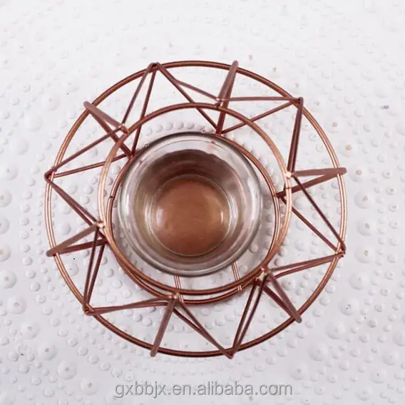 Guangxi  Factory Direct Sale Rose Gold Geometric Design Tea Light Votive Candle Holders Decorations  For Wedding