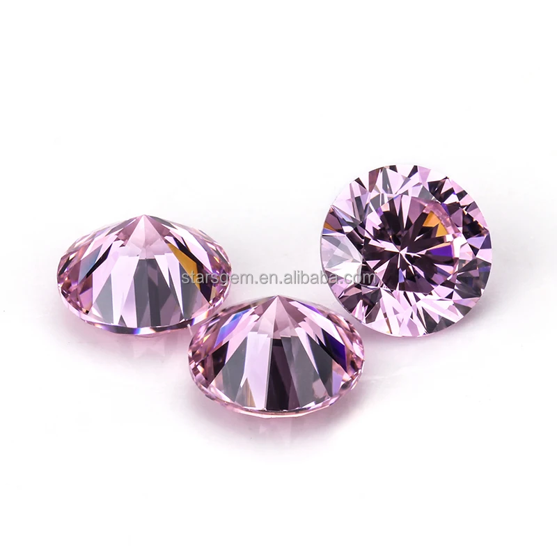 Pink color loose 4mm round signity cz loose stone