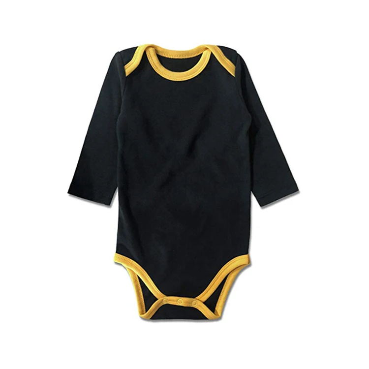 Unisex Baby Bodysuits Solid Black Short Sleeve One-Piece Bodysuits Wholesale Boutique Organic Cotton Baby Onesie