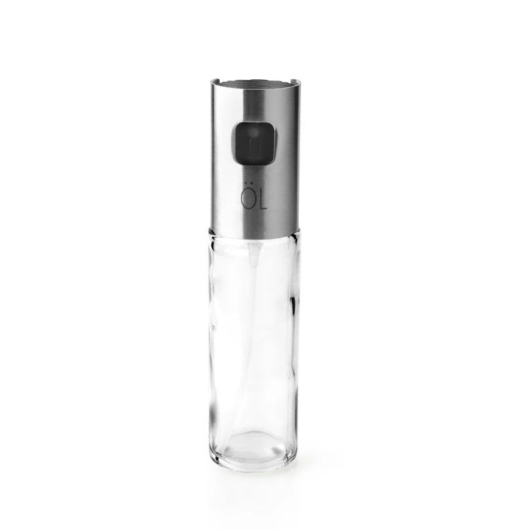 Kitchen Cooking Oil and Vinegar Dispenser Glass Bottle Set Stainless Steel Cap Oil Vinegar Sprayer Dispenser