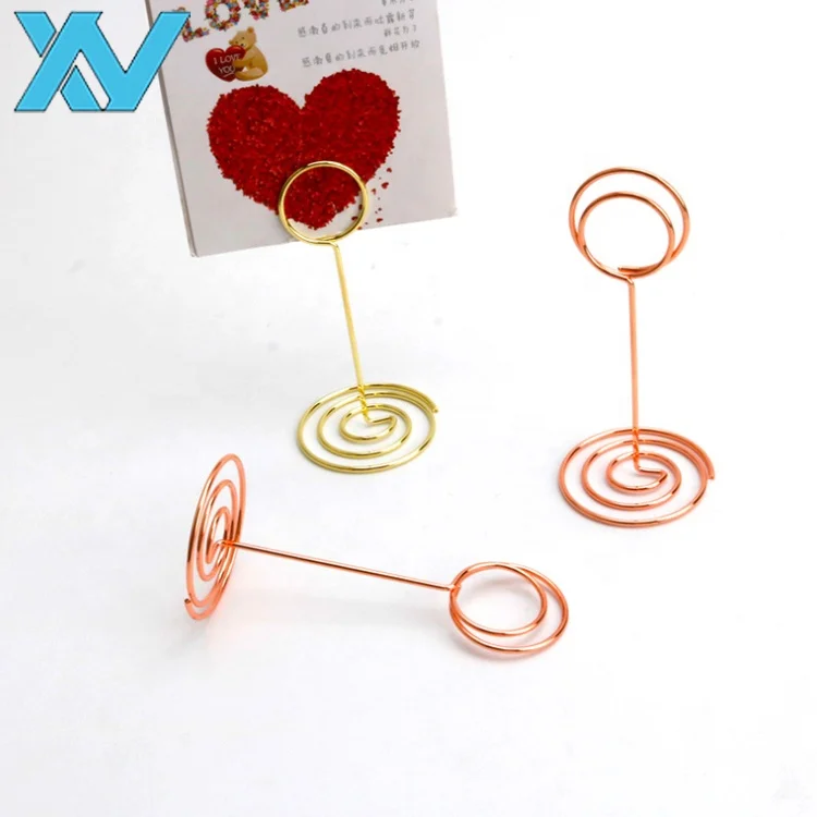 Металлический зажим-держатель круглой формы 85 мм для вечеринки, металлический зажим для меню из проволоки (золотые, розово-золотые цвета)