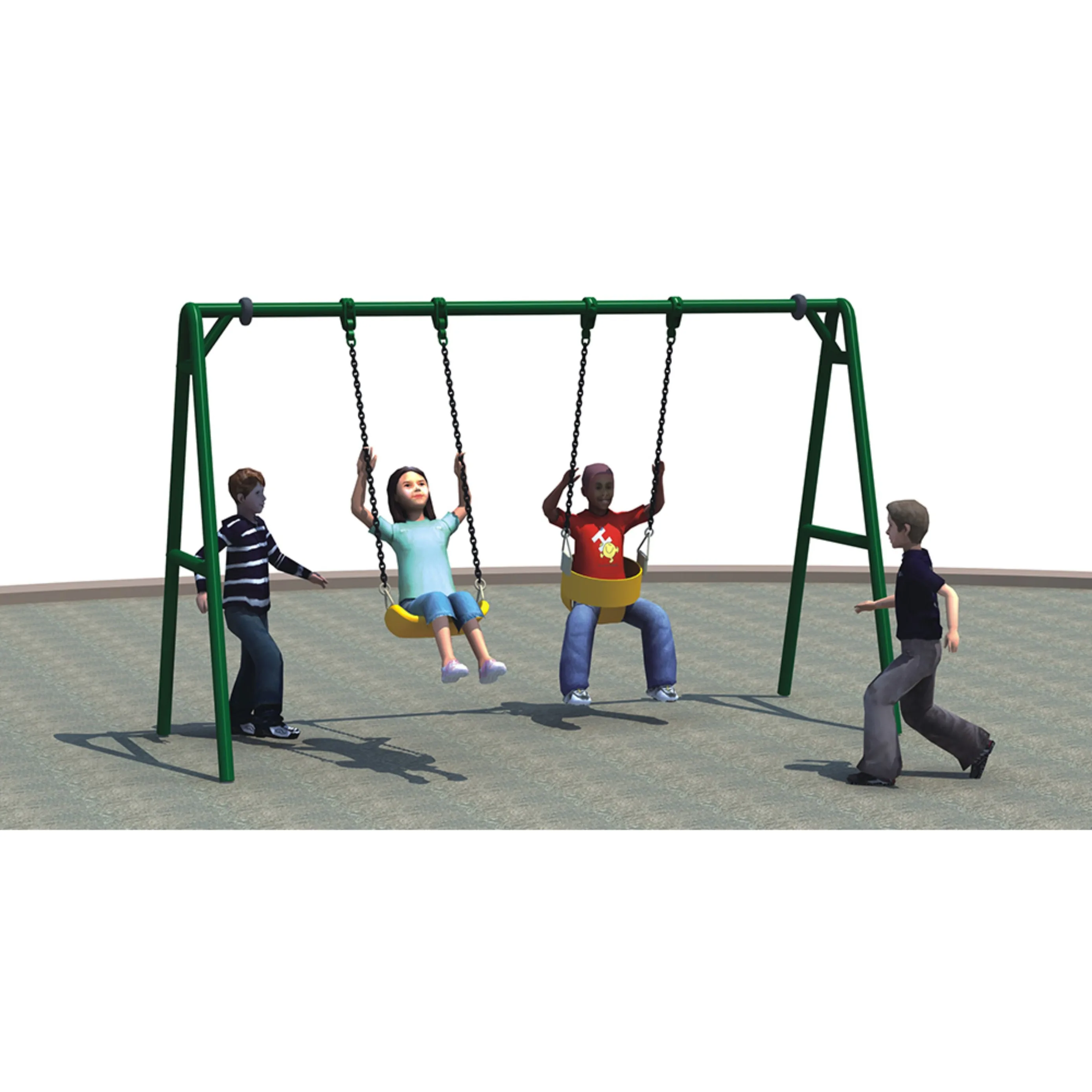 Kids Metal Garden Swing Set with Two Seats Popular Easy Assemble Kids Climbing Hanging Rope Saucer for School, Home and Park Use