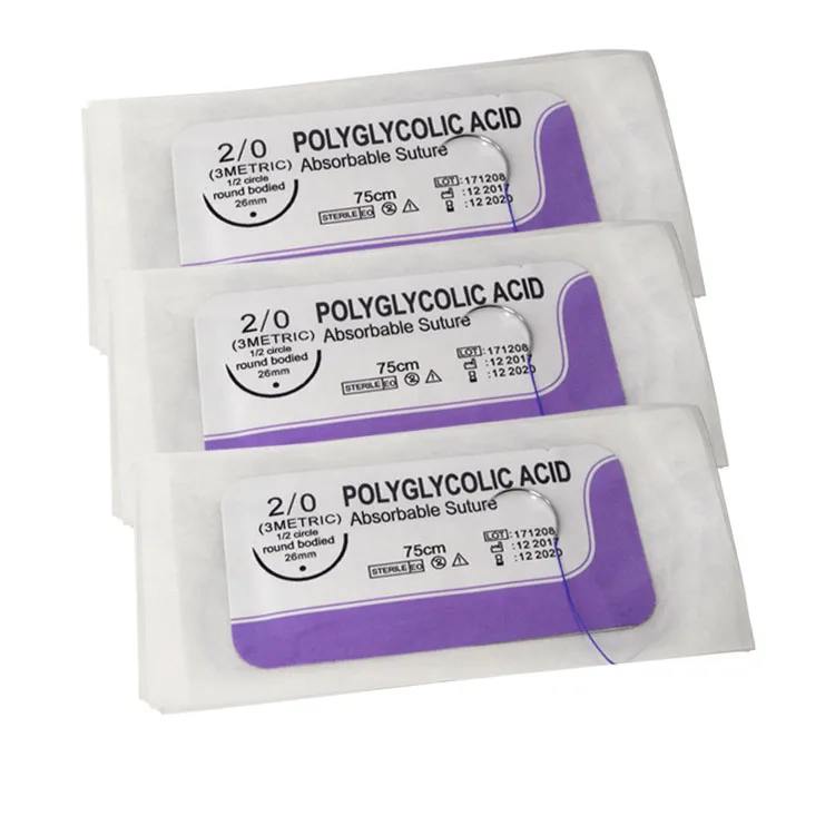 
Sterile Absorbable surgical USP2 2/0 round bodied needle PGA Suture 