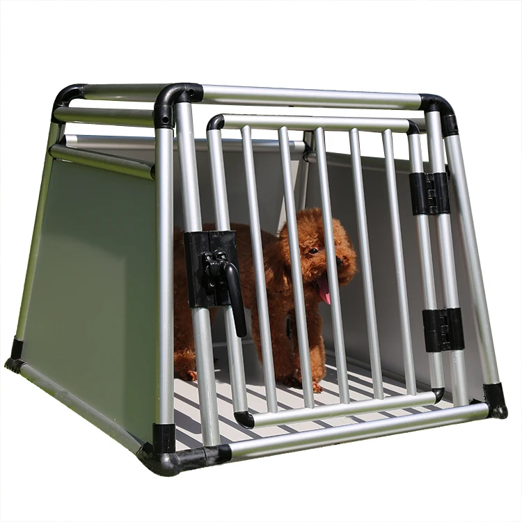 High quality single-door aluminum transport dog carrier pet cage round tube transport box dog cage