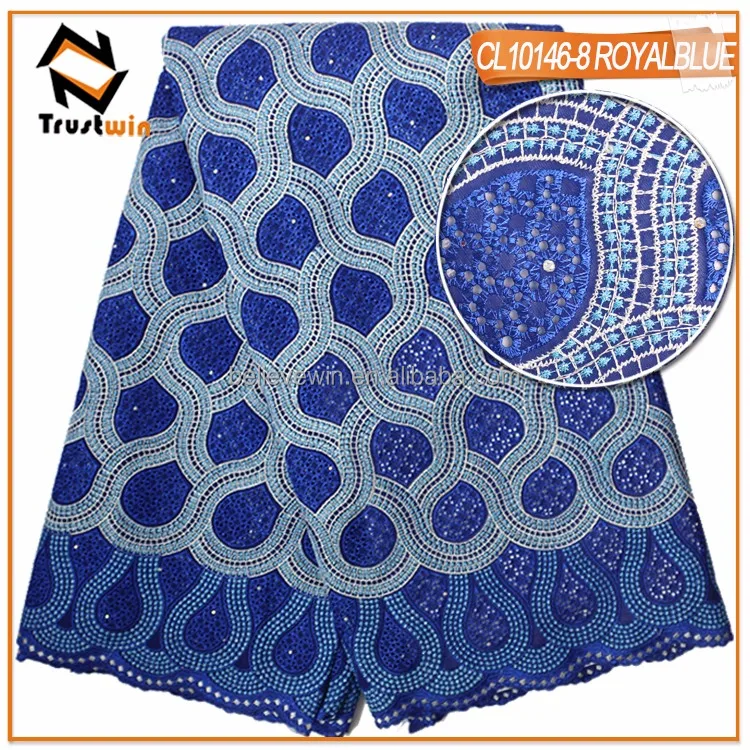trustwin best selling good quality african swiss voile lace in sky blue