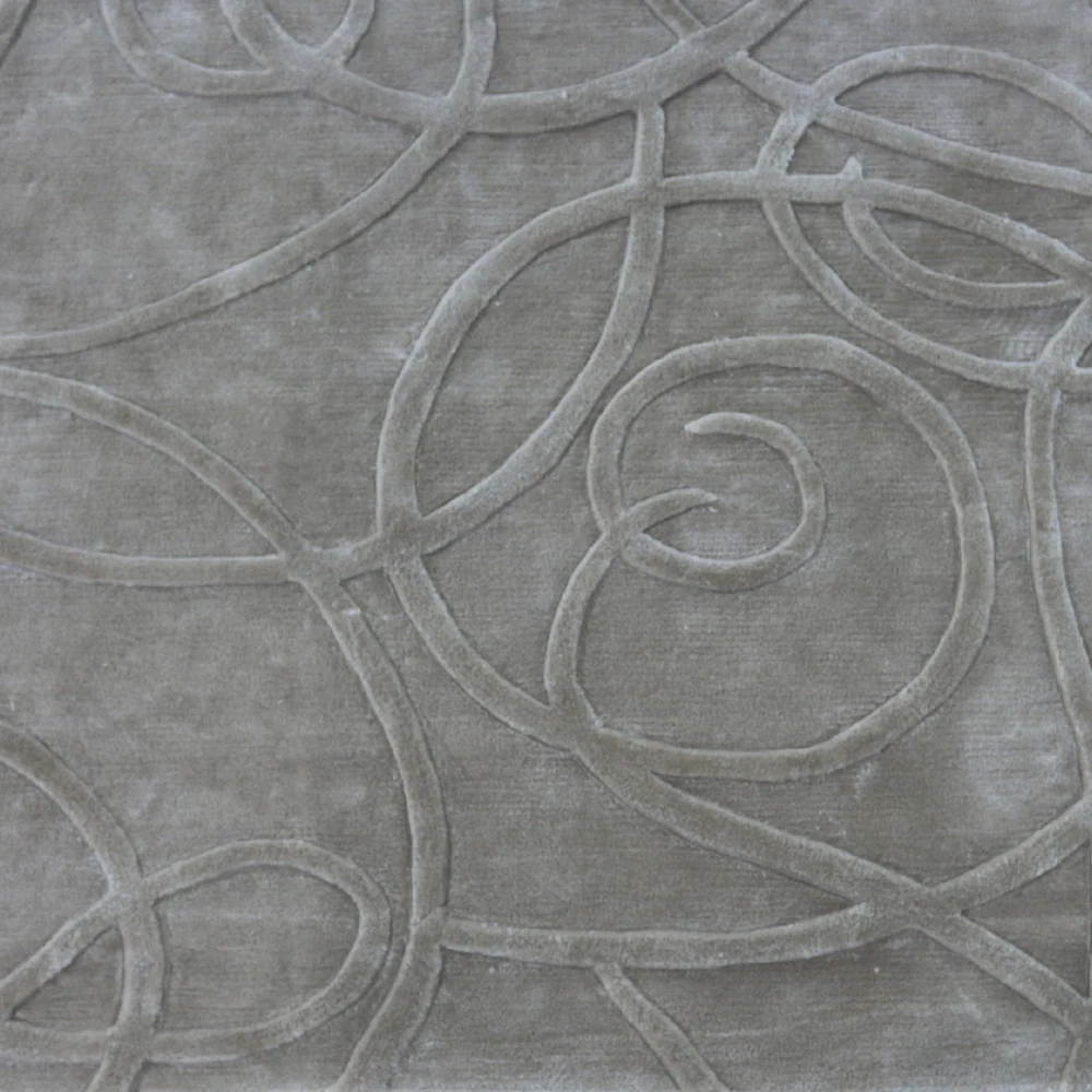 OEM twisted thread abstract swirls  viscose carpet for villa luxury floor