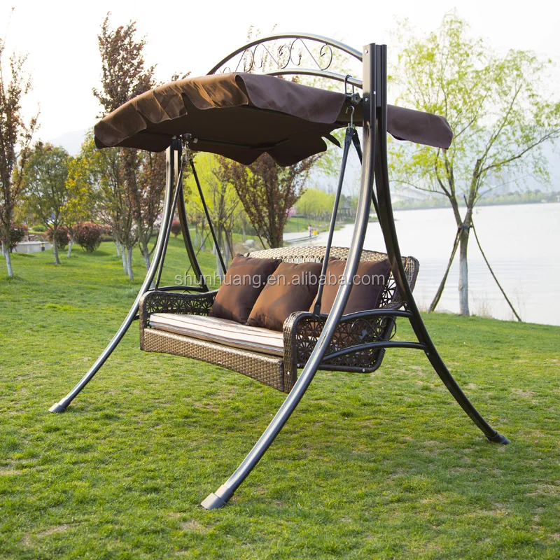 Распродажа металлический ротанговый стул 3-х местный для взрослых с навесом садовая мебель