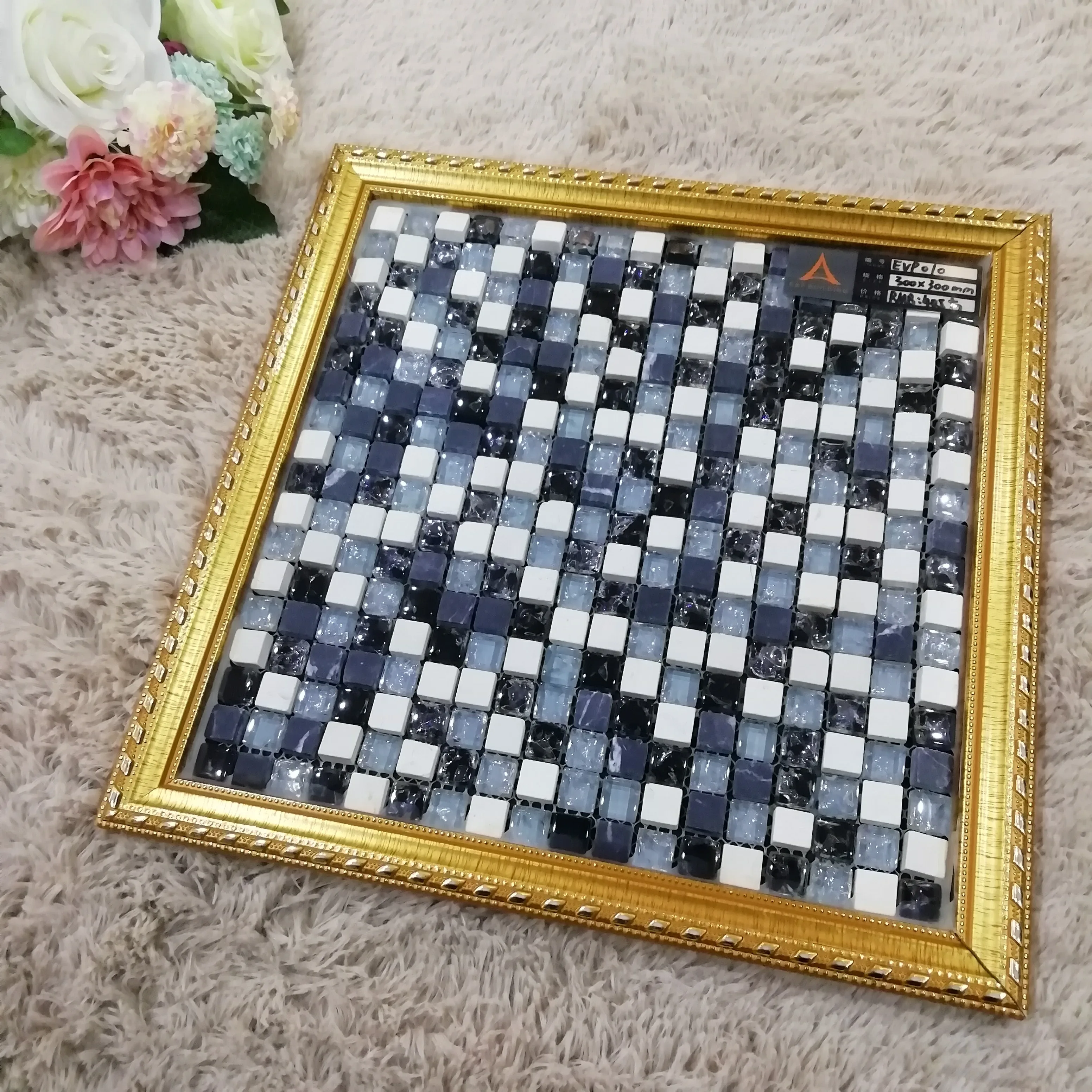 
Colors mixed white glass stone mosaic tile for interior finish 