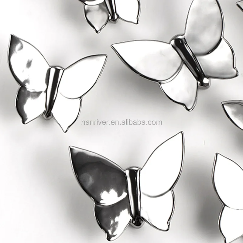 Ceramic Porcelain Animal Insect silver gold Butterfly Figurine For Decoration