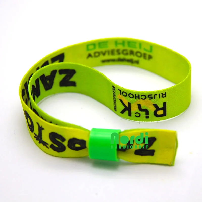 Polyester Material Customized Cheap One Time Use Festival Fabric Wristband Wrist Band Woven Sport Bracelet For Event/Party