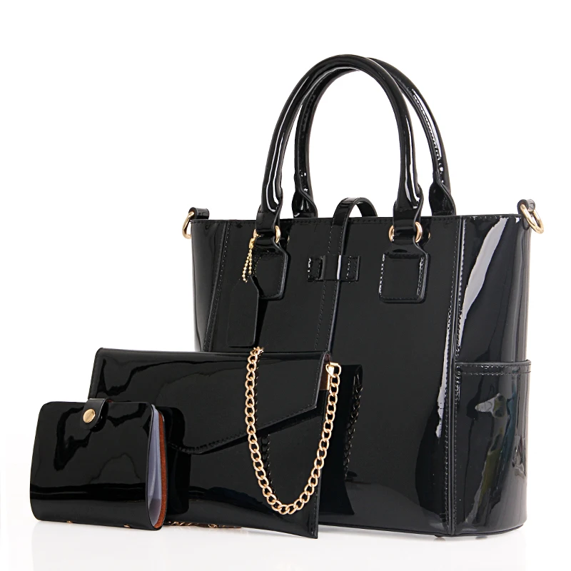 top grade low price korean women professional 3 in 1 pu leather handbags set