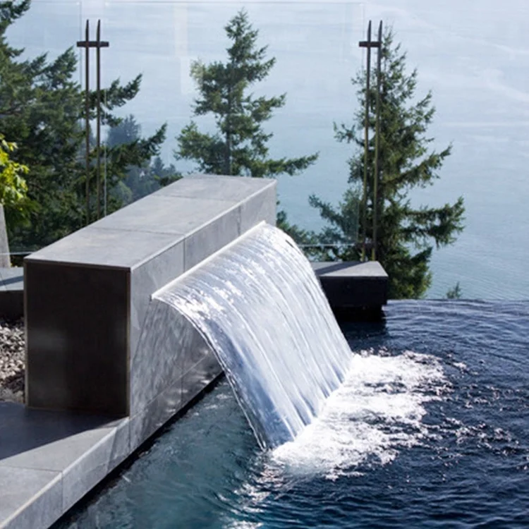 swimming pool acrylic fountain spa water blade spillway indoor led wall waterfall sheer descent