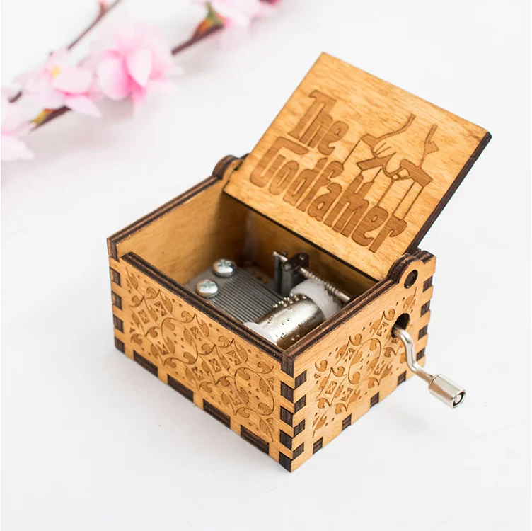 
Wholesale Hand crank Music Box Pirates of the Caribbean DIY Wooden Music Box for Gifts 