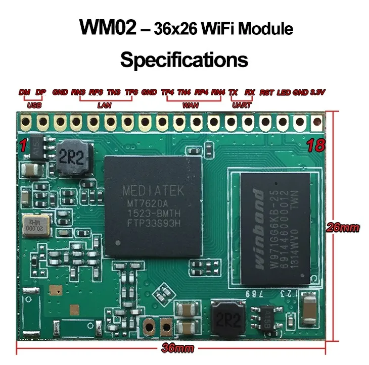 WLAN WI-FI Модуль SKW71 802.11n 1x1 MAC/BB/радио 7620 модуль IC/ Сертификация FCC