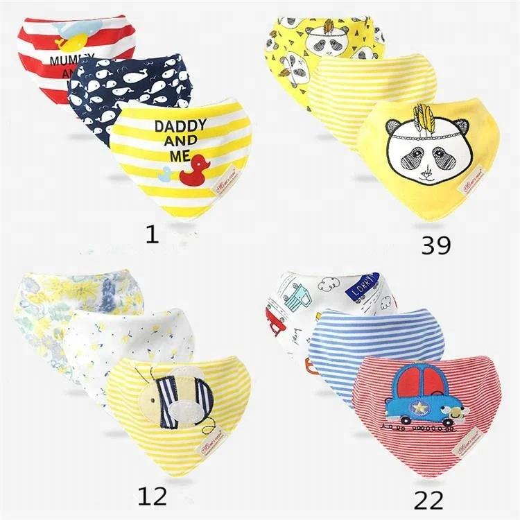 
Fashion design High Quality organic cotton baby bandana bib for Three loaded 