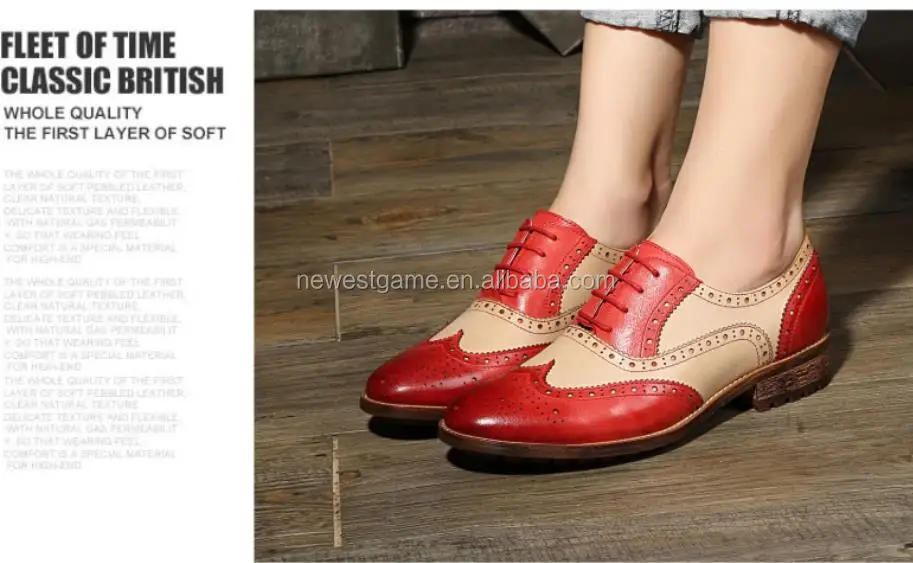 
ladies high-end brand Vintage gladiator genuine leather shoes Brock carving women leather shoes 