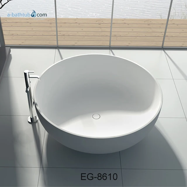 Round freestanding artificial stone bathtub
