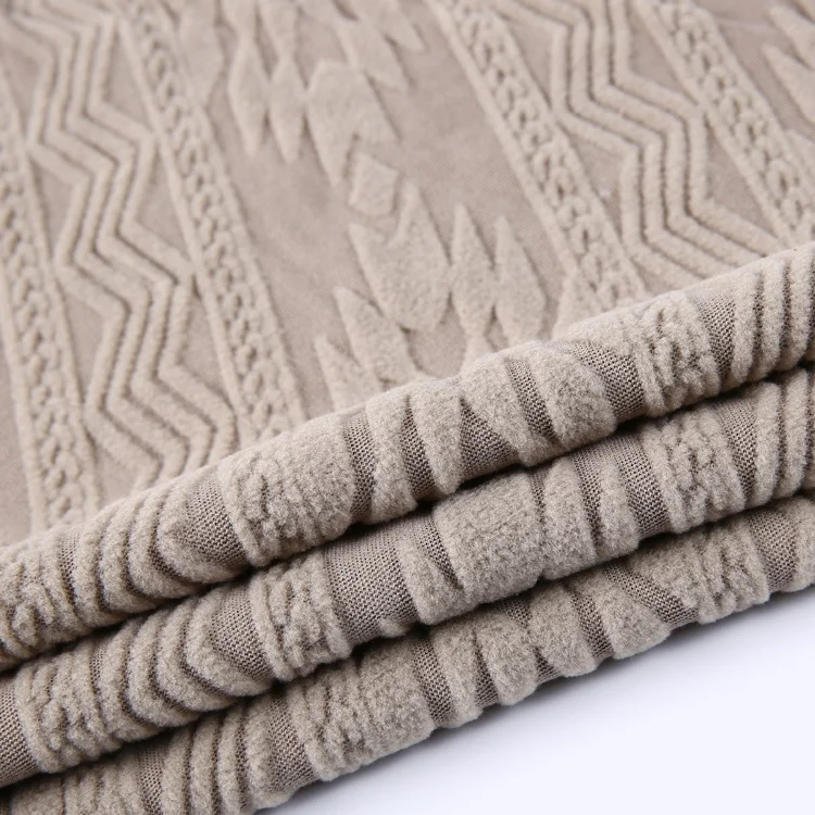 New design 100 polyester knit sweater jacquard textured fleece fabric for scarves