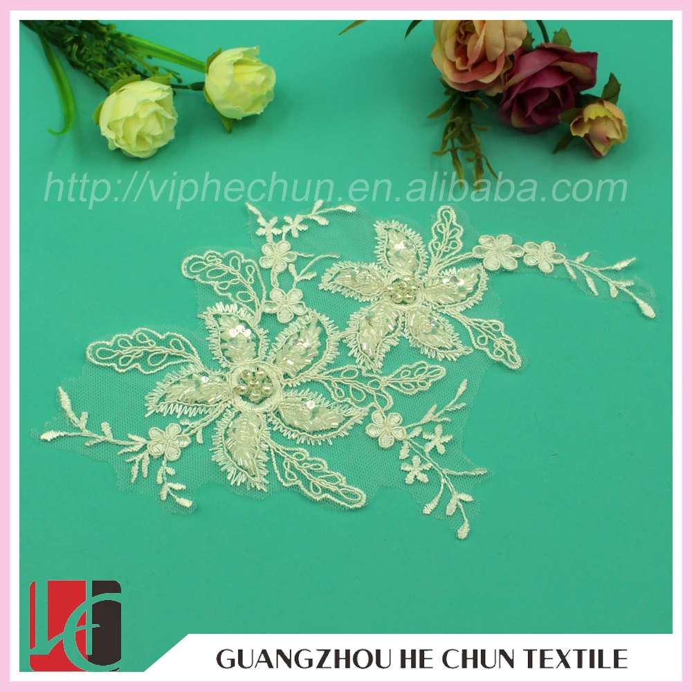 WHH-260 Fine Workmanship Top Sale Lace Hand Applique Embroidery Designs