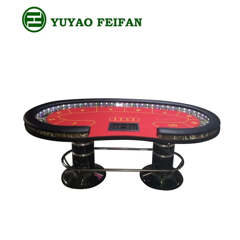 10 people playing casion poker table with LED light two cup holder