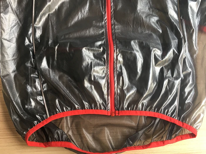 Black Transparent Waterproof Raincoat Fabric For Bicycle/ Cycling Wear with Reflective Tape Windproof Jacket