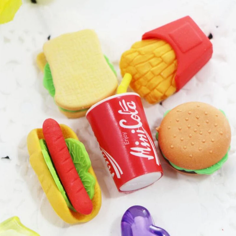 
Yiwu Supplier New Type Food Eraser Hamburg heat slices Eraser 