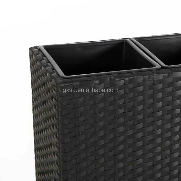 Outdoor garden decoration rectangle shape tall plastic wicker planter box