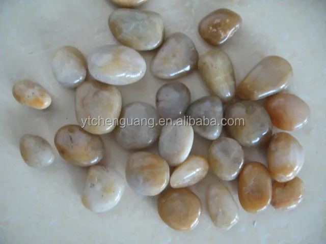 yellow precious stone polished pebbles for landscaping yellow natural river pebble stone