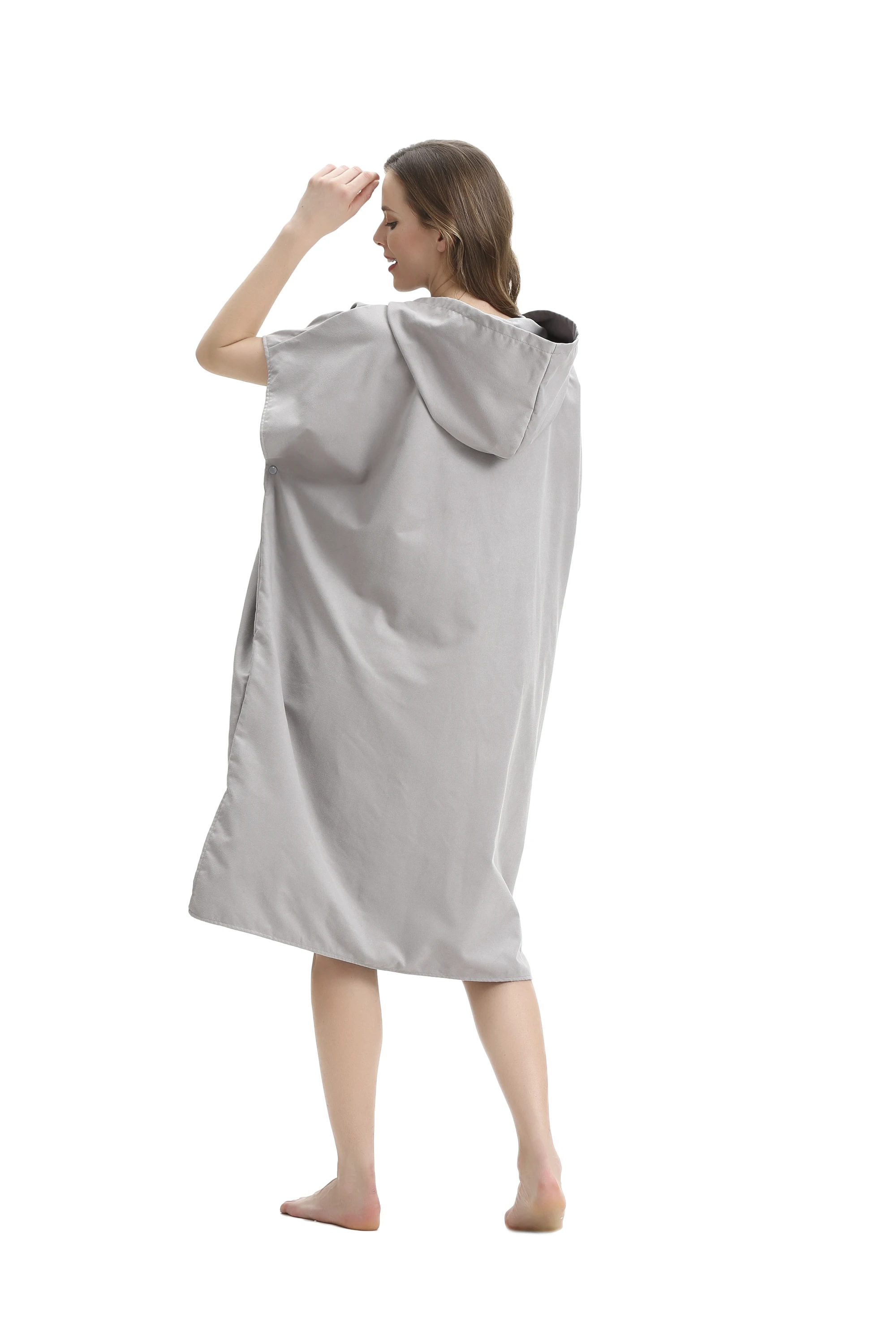 One Size Fit All Microfiber Surf Beach Wetsuit Changing Towel Bath Robe Poncho with Hood