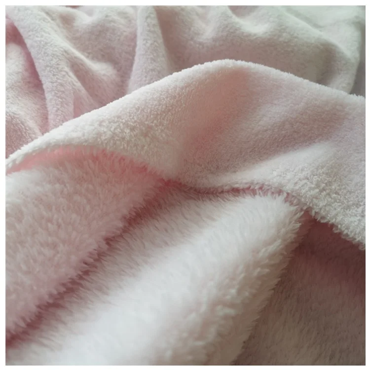 Cheap knitted coral fleece 100% polyester fabric single double-sided for pajamas blankets toy fabric