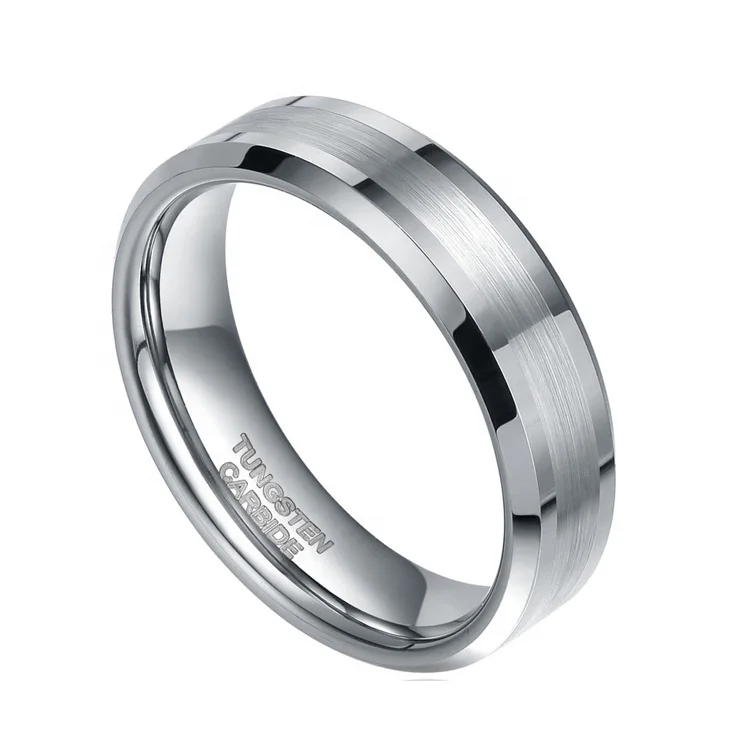 Guangzhou factory wholesale high quality 8mm domed middle brushed tungsten carbide ring