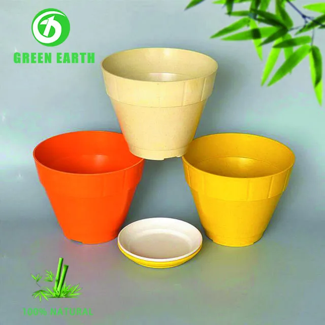 
Promotional compostable biodegradable green flower garden pot in bamboo fiber 
