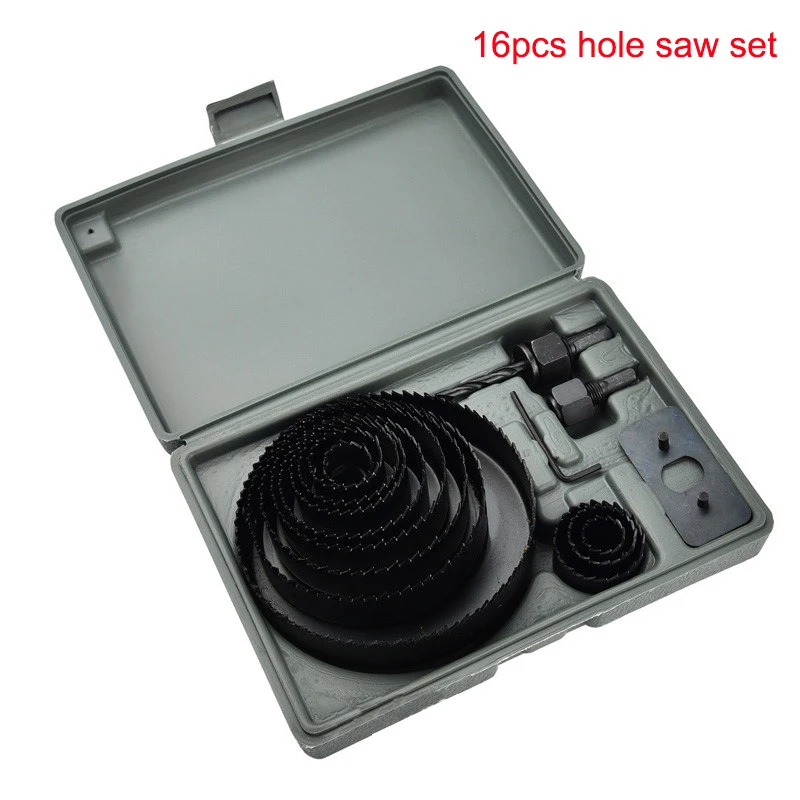 
woodworking hole saw carpentry holes opener lamphole electric drill fittings woodworker bits 11p/16p/8p set of 16pcs 