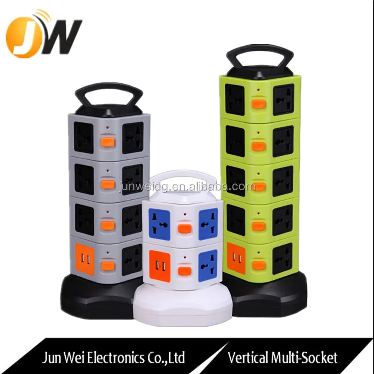 
2 Layer Multi Vertical Extension Sockets with UK/Euro Plug 