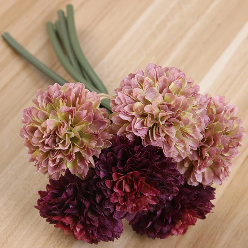 Artificial 6 head silk chrysanthemum flower bouquet