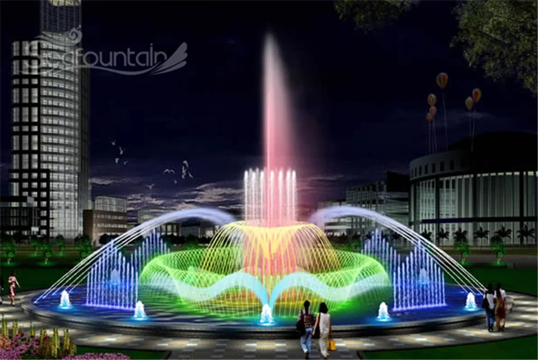 Music dancing water fountains outdoor