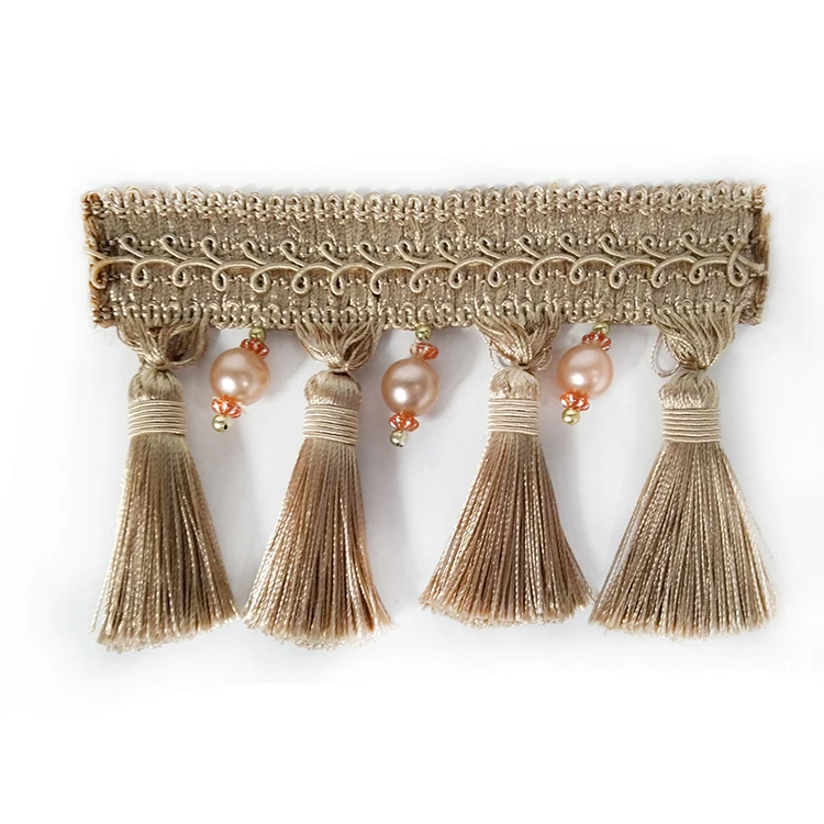High quality beautiful bead tassel fringe trims for pillow decoration
