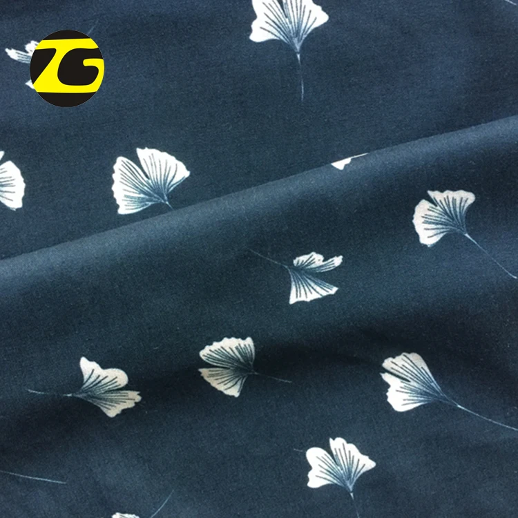 Leaf design digital printed 100 viscose weaving rayon poplin fabric for women blouses