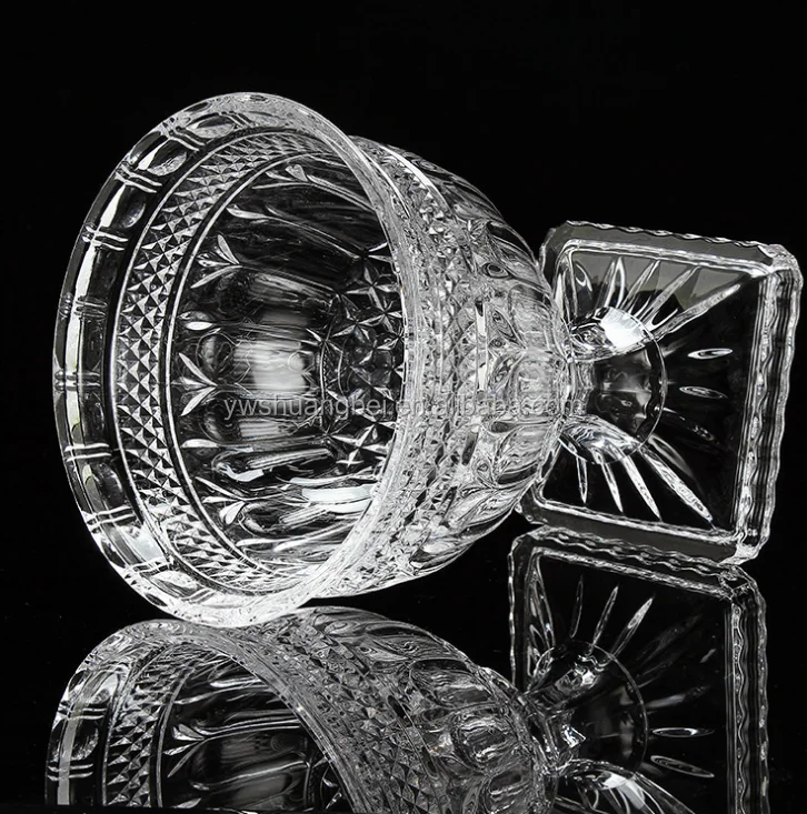 Elegant And Beautiful Glass Food/Candy Storage Jar Big Clear Glass Jar With Lid Candy jar with high foot glass