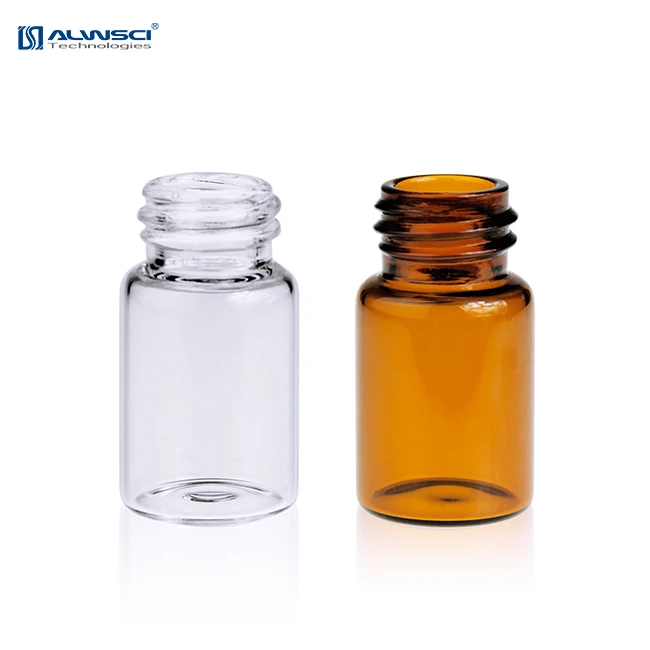 7ML Clear chemical glass storage bottle with white screw cap