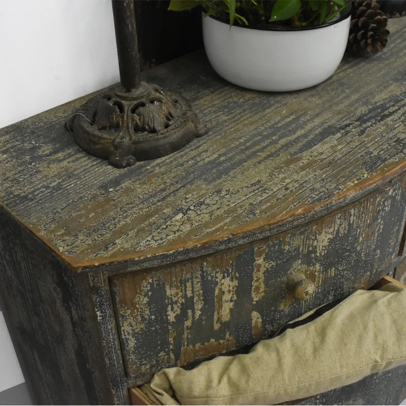 Luckywind Shabby Chic French Country Style Furniture Antique Wooden Corner Storage Cabinet for Living Room,Bedroom Decor