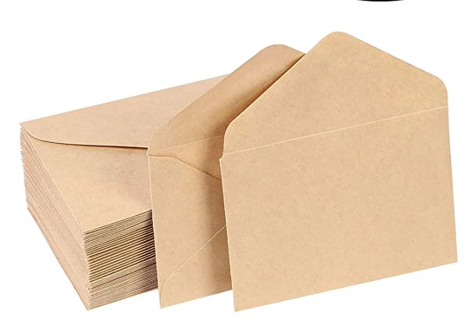 
Customized Small Rectangular Rigid Kraft Paper Money Receipt Envelope with self seal flap 