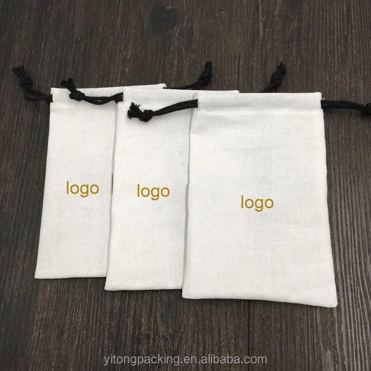 
Wholesale White Cotton Gift Jewelry Pouch With Logo 