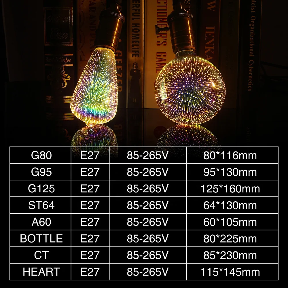 New products G80 filament 3D SMD firework bulb lamp for Christmas decoration