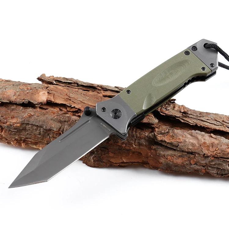 8Cr14Mov stainless steel folding pocket knife EDC camping rescue knife with tanto blade