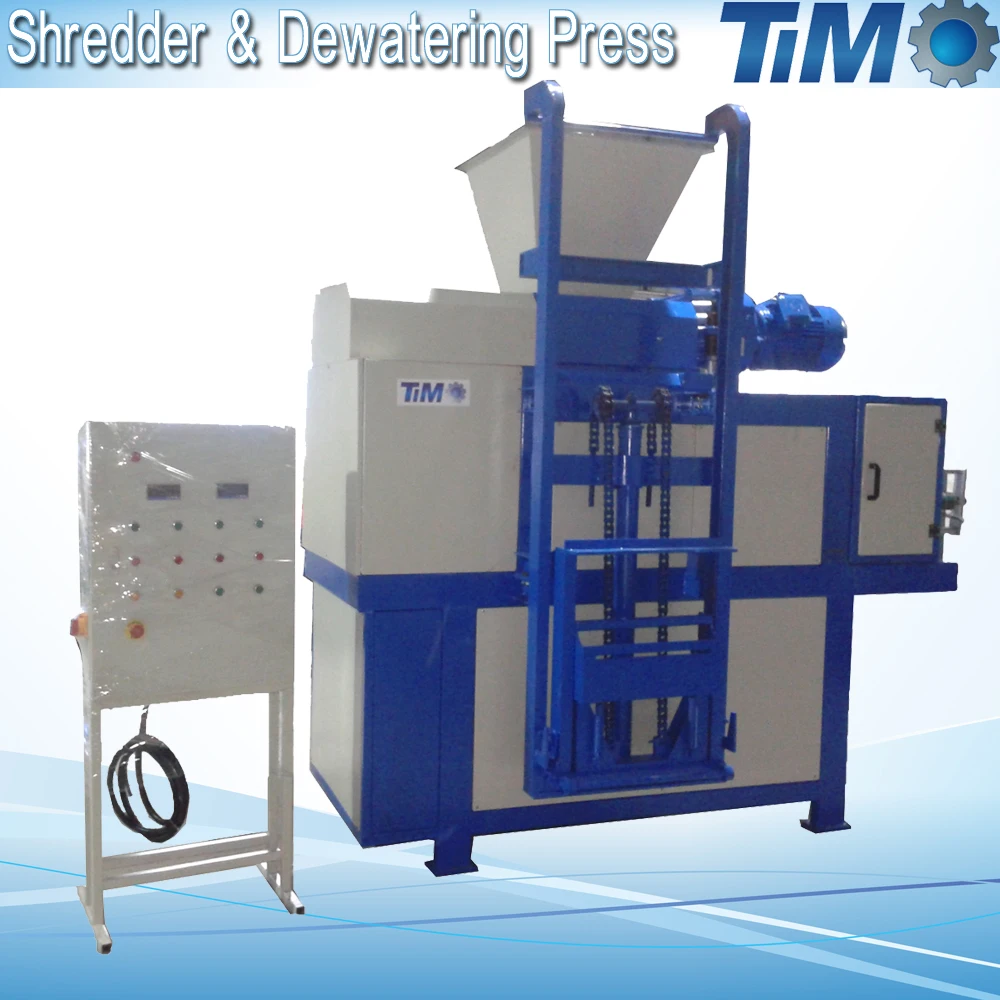 industrial shredder and dewatering screw press for RDF waste shredding drying