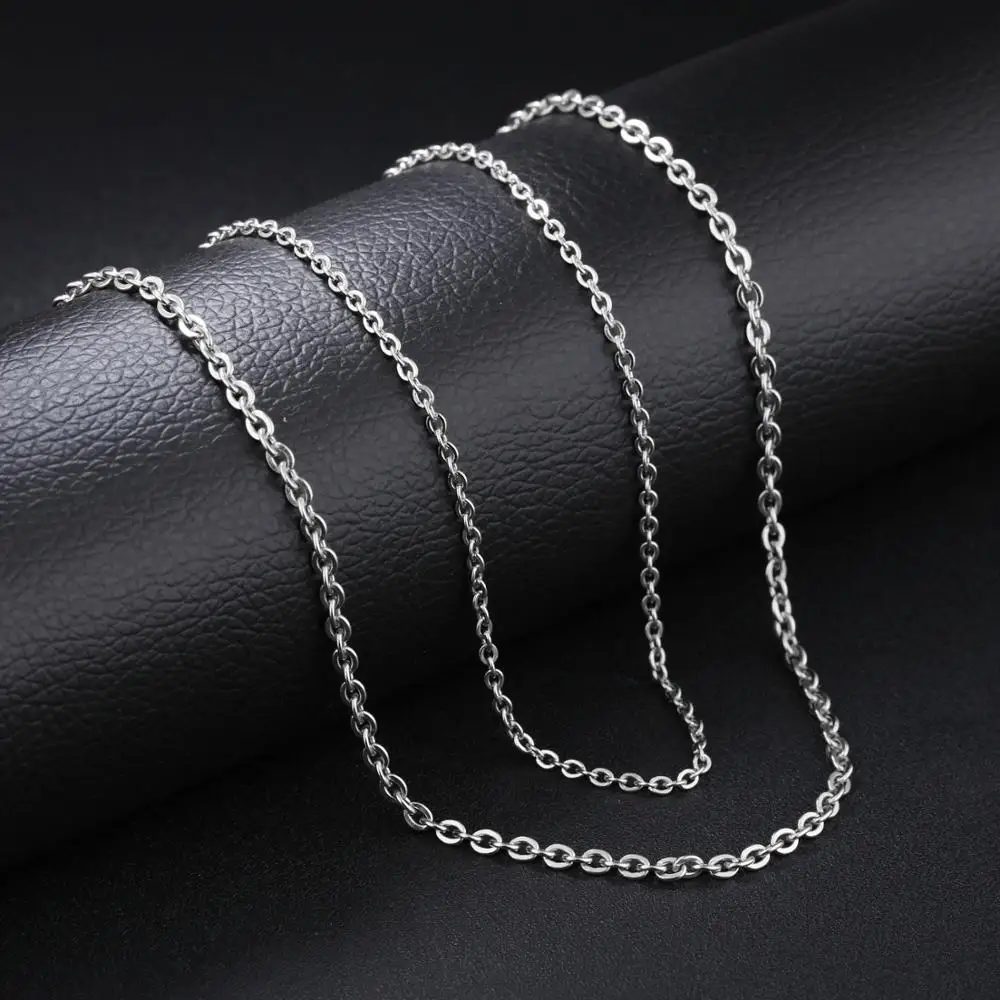 Width 2mm/1mm Cut Rolo Link Chain Rose Gold/Gold/Steel Color Stainless Steel Chains Necklaces For Women/Men Accessories
