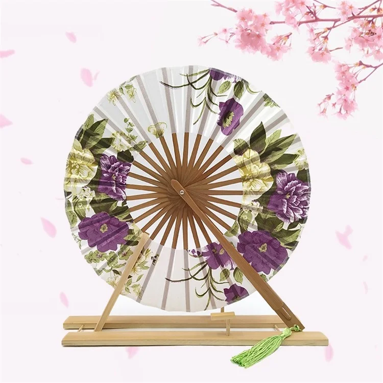 
Japanese Style Gifts Crafts Circular Bamboo Fans Sakura Women Fold Hand Fan 