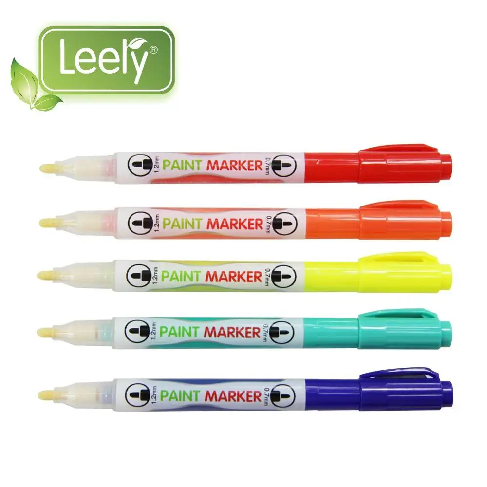 0045W Customized Plastic Barrel Multi-Colors Thick Two Head Acrylic Paint Marker Pens for Metal, Glass, Fabric